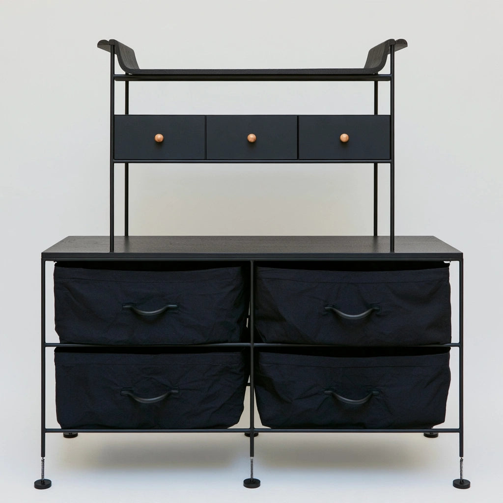 Ladekast met stoffen bekleding, kleur zwart