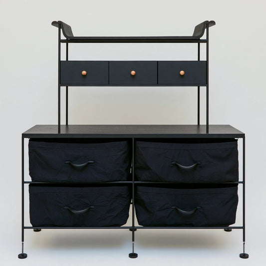 Ladekast met stoffen bekleding, kleur zwart