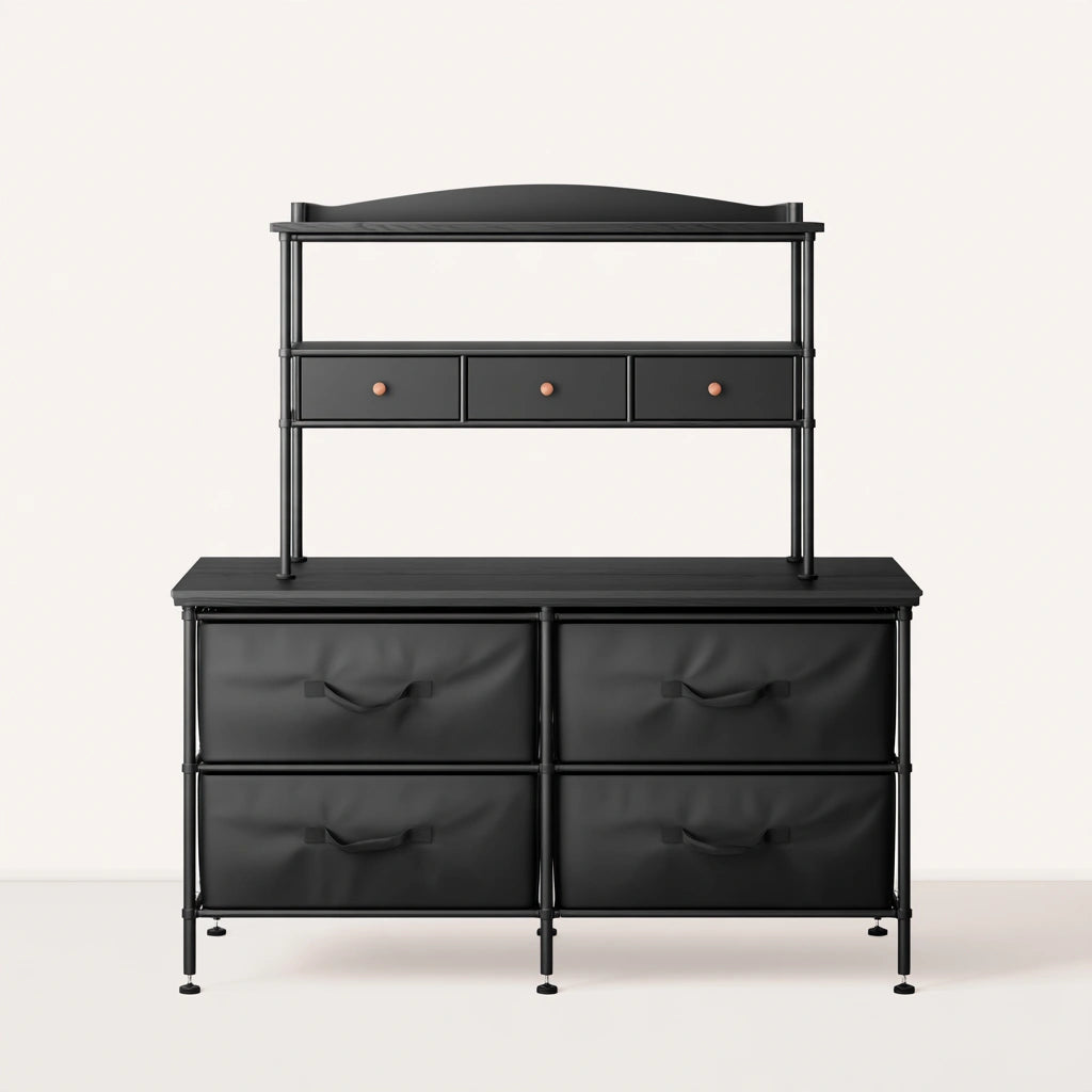 Ladekast met stoffen bekleding, kleur zwart