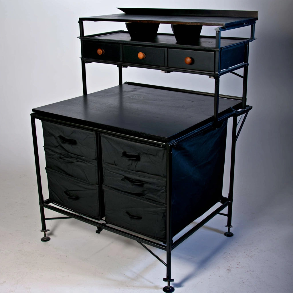 Ladekast met stoffen bekleding, kleur zwart