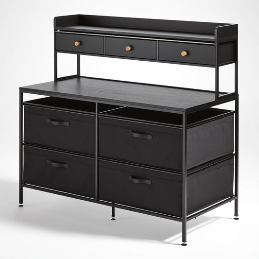 Ladekast met stoffen bekleding, kleur zwart