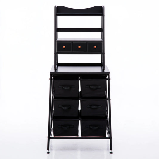 Ladekast met stoffen bekleding, kleur zwart