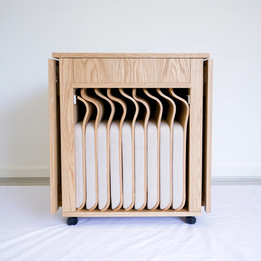 Gestoffeerde stoel van hout met eikenlook, inklapbaar, kleur lichtbruin