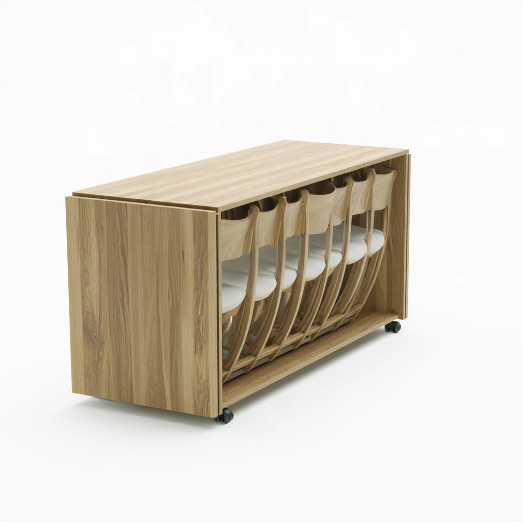 Gestoffeerde stoel van hout met eikenlook, inklapbaar, kleur lichtbruin